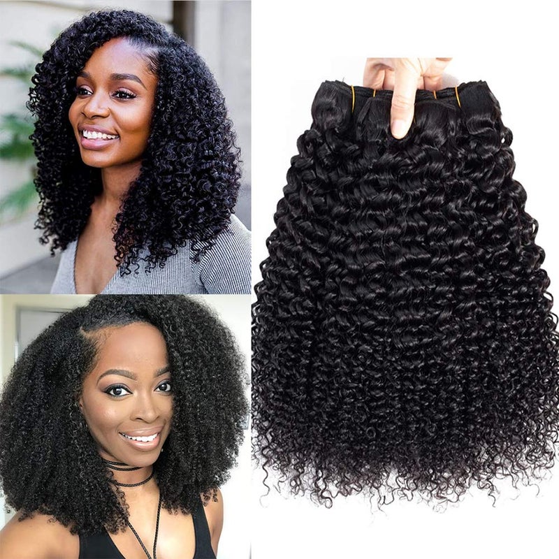 Luxnovolex Curly Bundles Human Hair Brazilian Kinky Curly Virgin Hair 18 inch 3 Bundles 9A Grade Unprocessed Remy Virgin Curly Human Hair Weave Extensions with Natural Black Color - Image 1